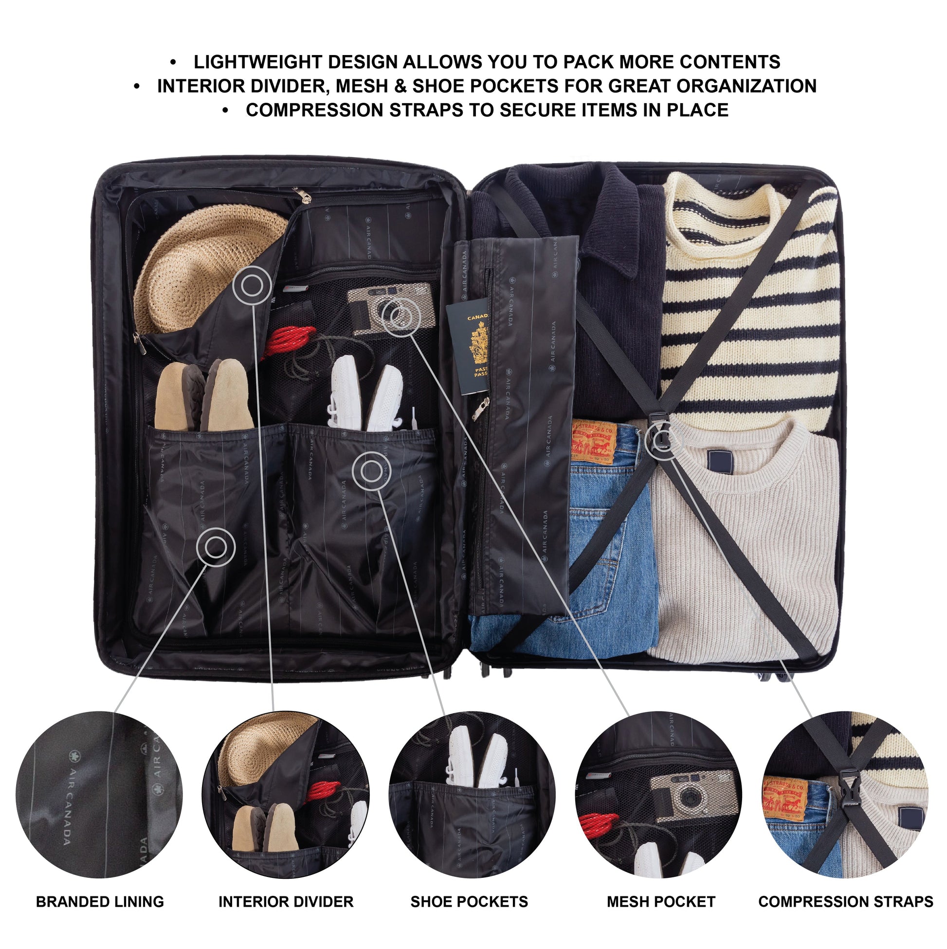 Air Canada Luggage Air Canada Eerie Hardside Large Expandable Luggage