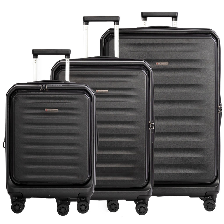 Air Canada Luggage Black Air Canada Clairmont Expandable 3-Piece Luggage Set