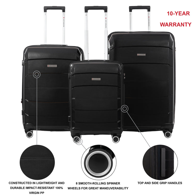 Air Canada Luggage Black Air Canada Optimum Hardside 3 Piece Luggage Set