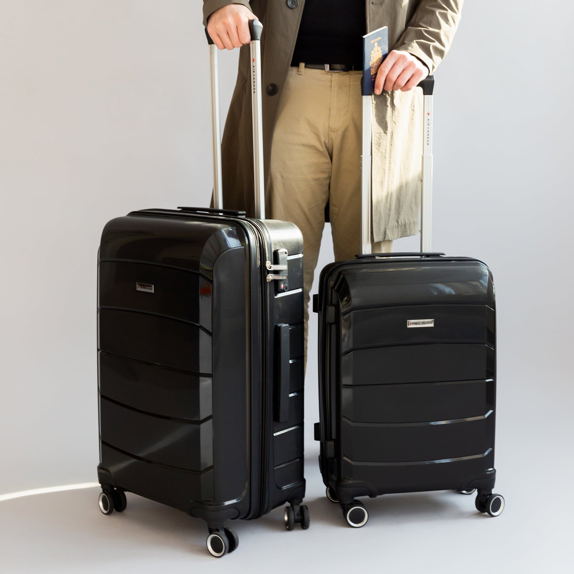 Air Canada Luggage Black Air Canada Optimum Hardside 3 Piece Luggage Set