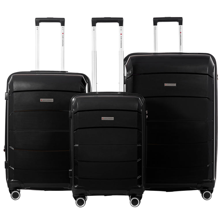 Air Canada Luggage Black Air Canada Optimum Hardside 3 Piece Luggage Set