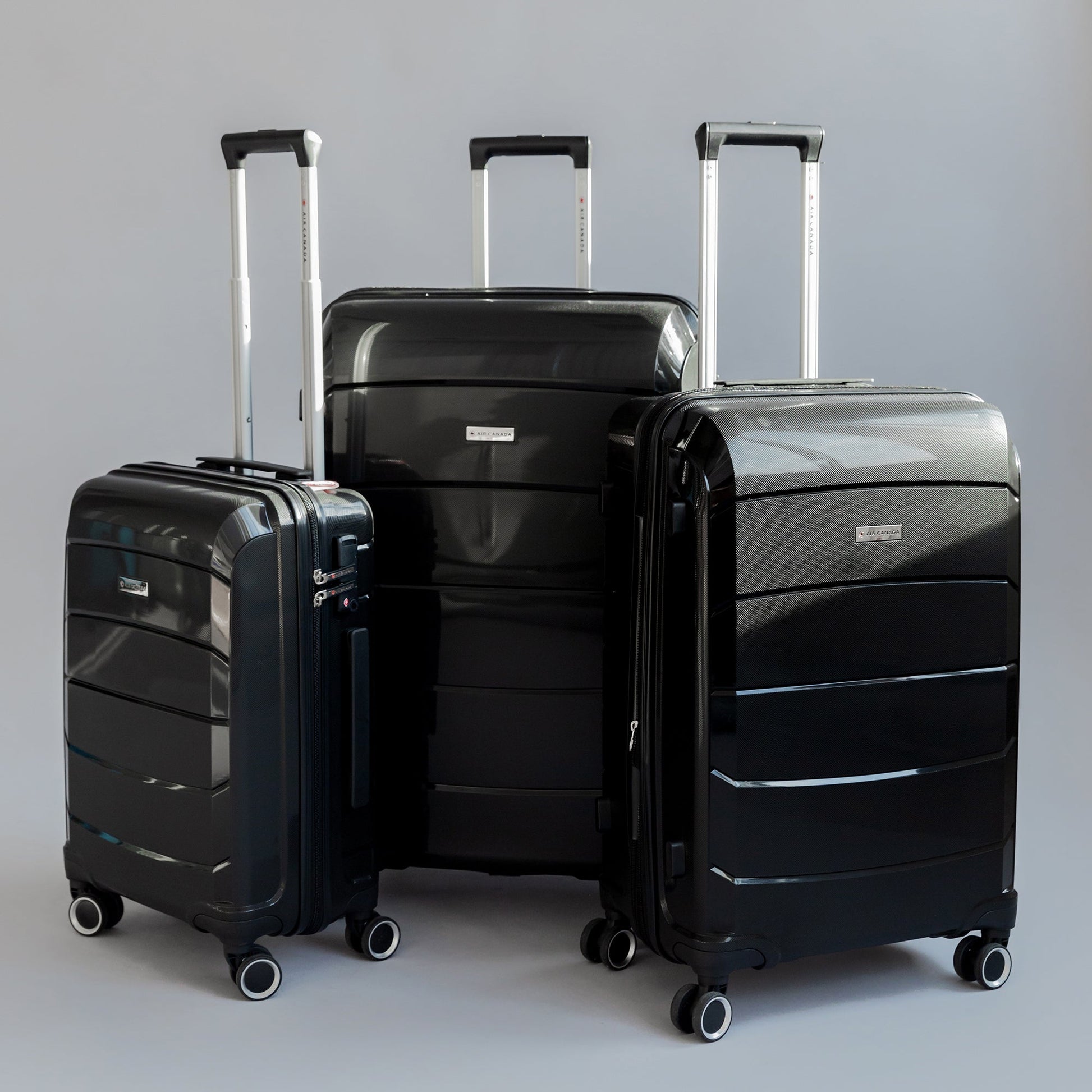 Air Canada Luggage Black Air Canada Optimum Hardside 3 Piece Luggage Set
