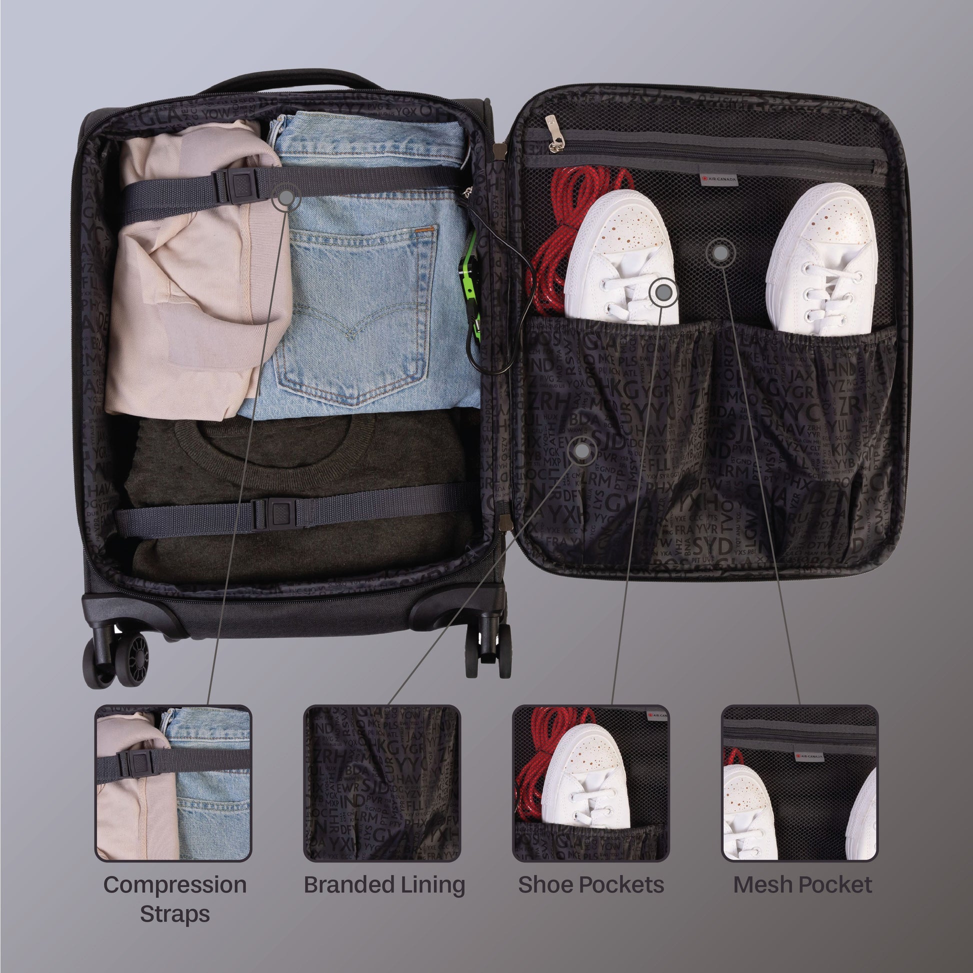Air Canada Luggage Grey Air Canada Indigo Lite Carry-On Spinner Luggage