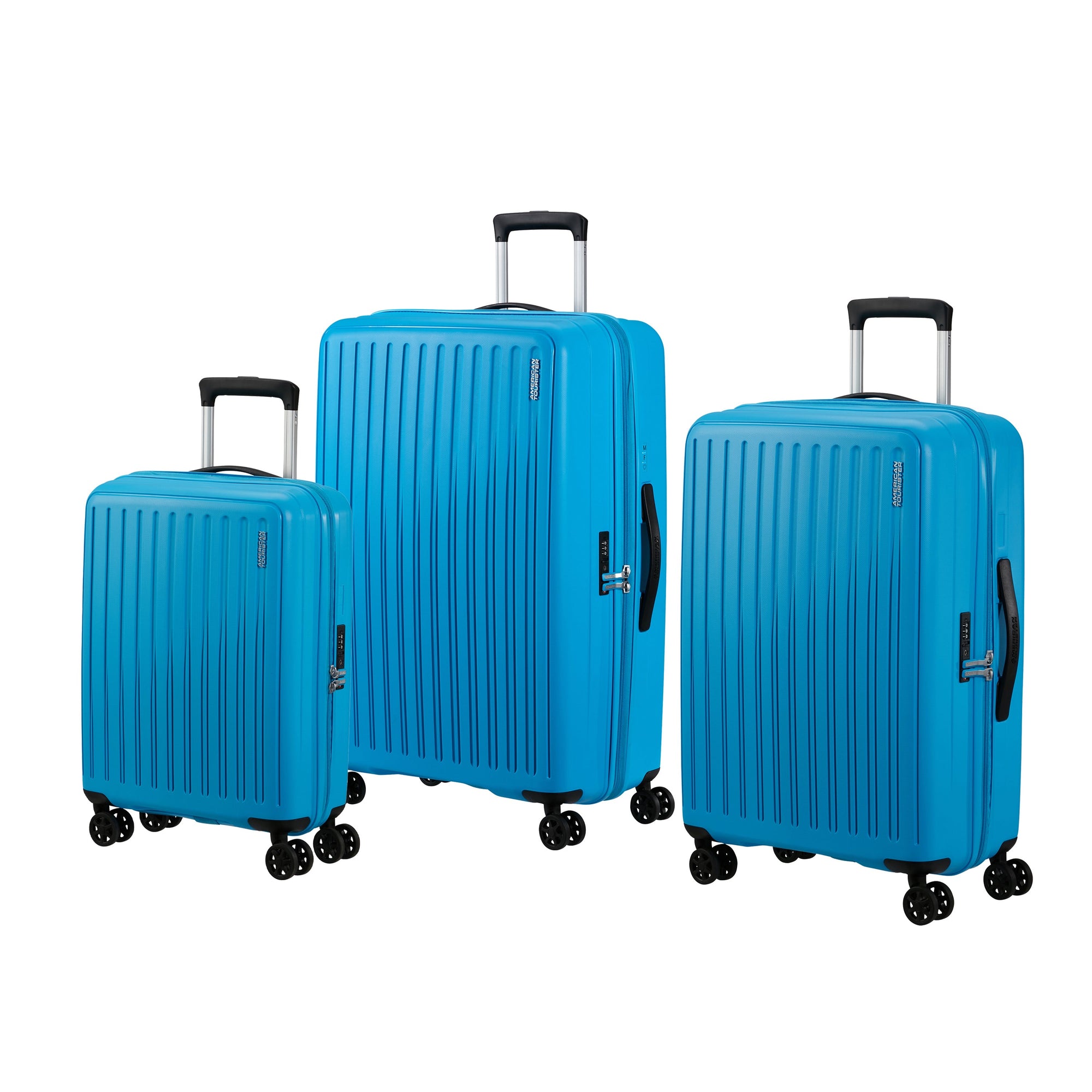 American Tourister Luggage Azure Blue American Tourister Rejoy Spinner Expandable 3-Piece Luggage Set