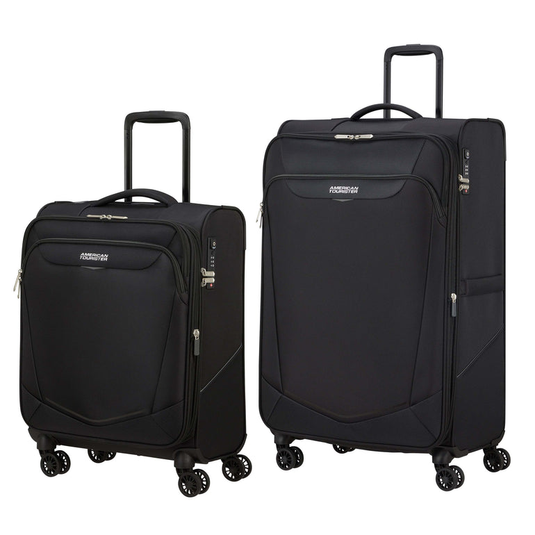 American Tourister Luggage Black American Tourister Summerride 2-Piece Expandable Spinner Luggage Set (Carry-On & Large)