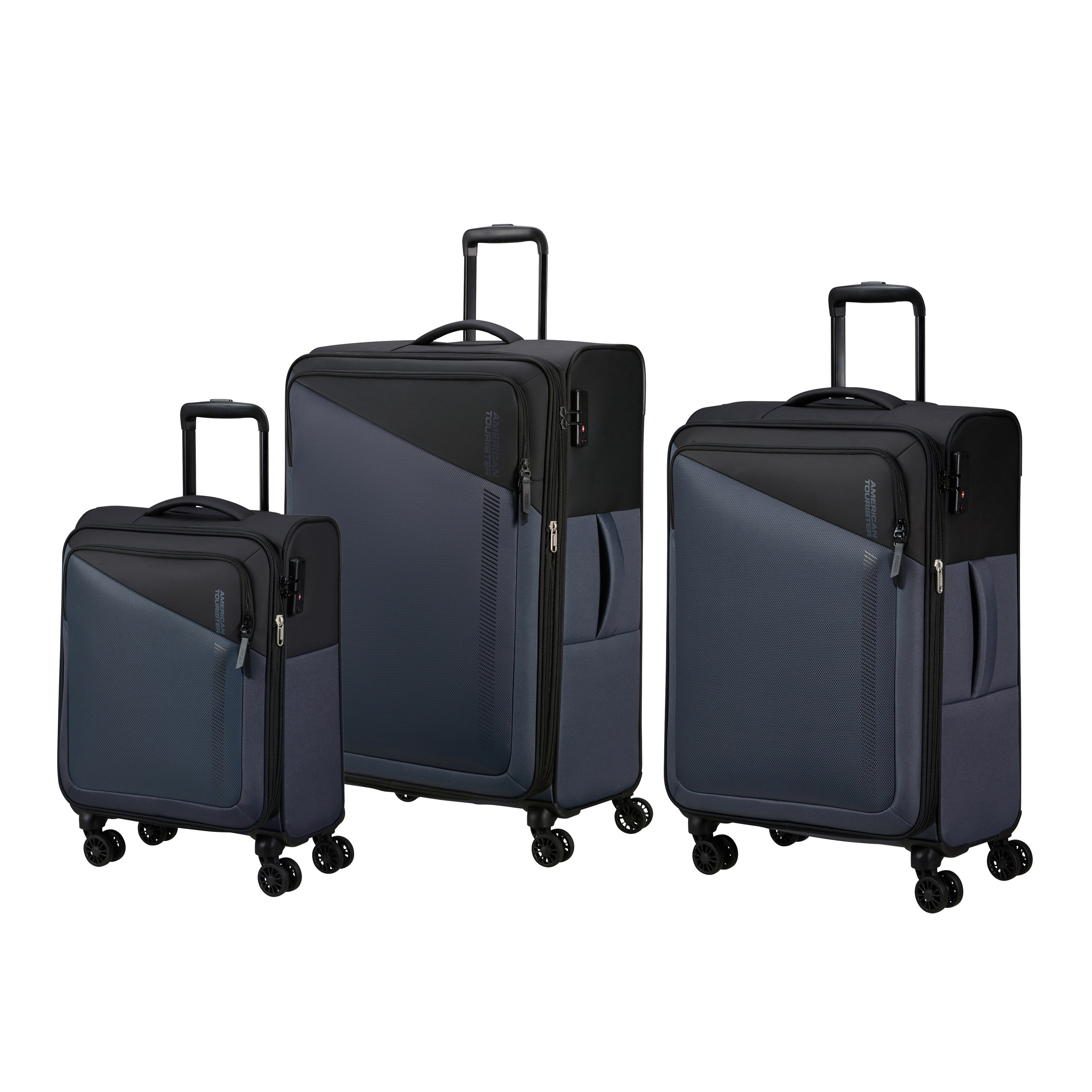 American Tourister Luggage Black/Grey American Tourister Daring Dash Spinner Expandable 3-Piece Luggage Set