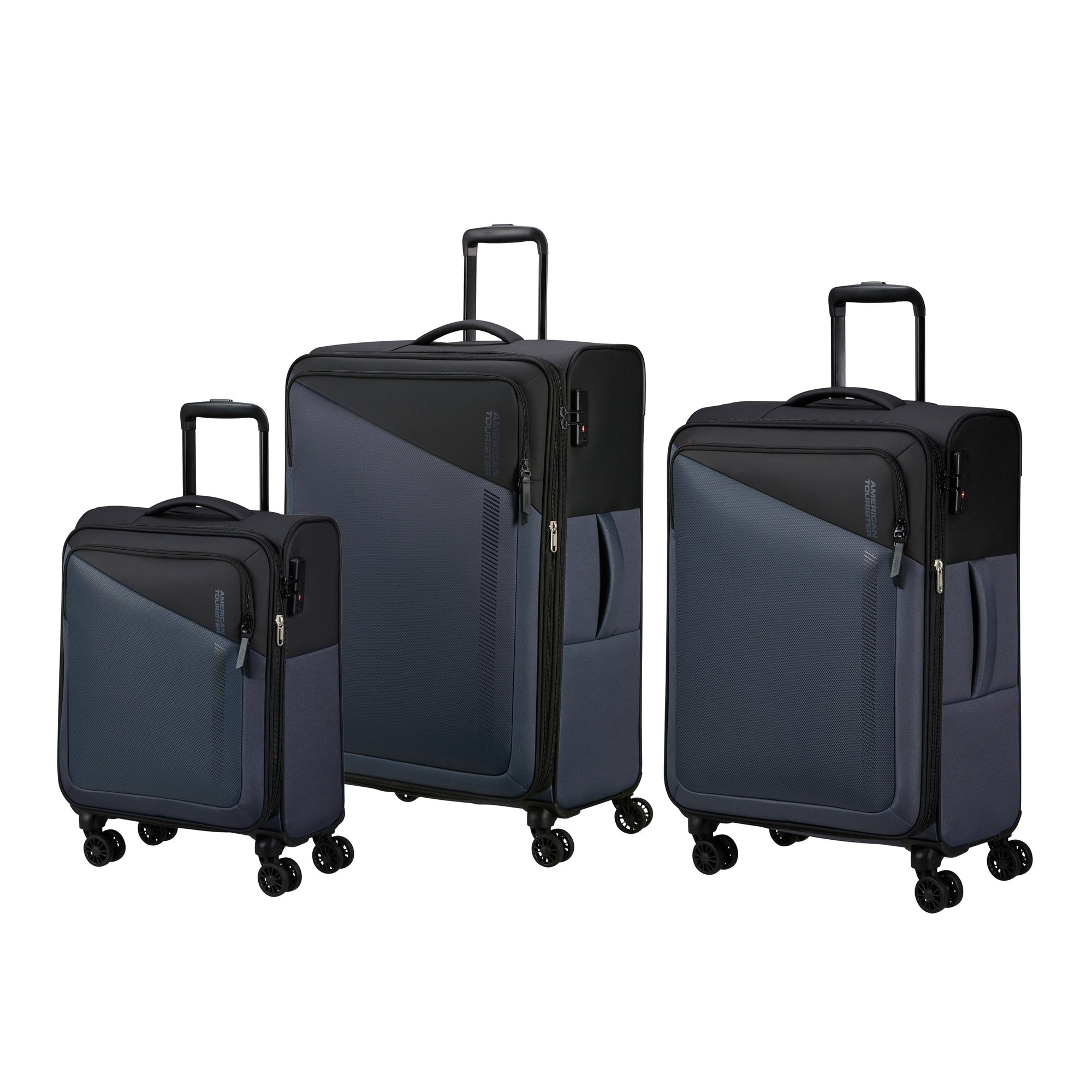 American Tourister Luggage Black/Grey American Tourister Daring Dash Spinner Expandable 3-Piece Luggage Set
