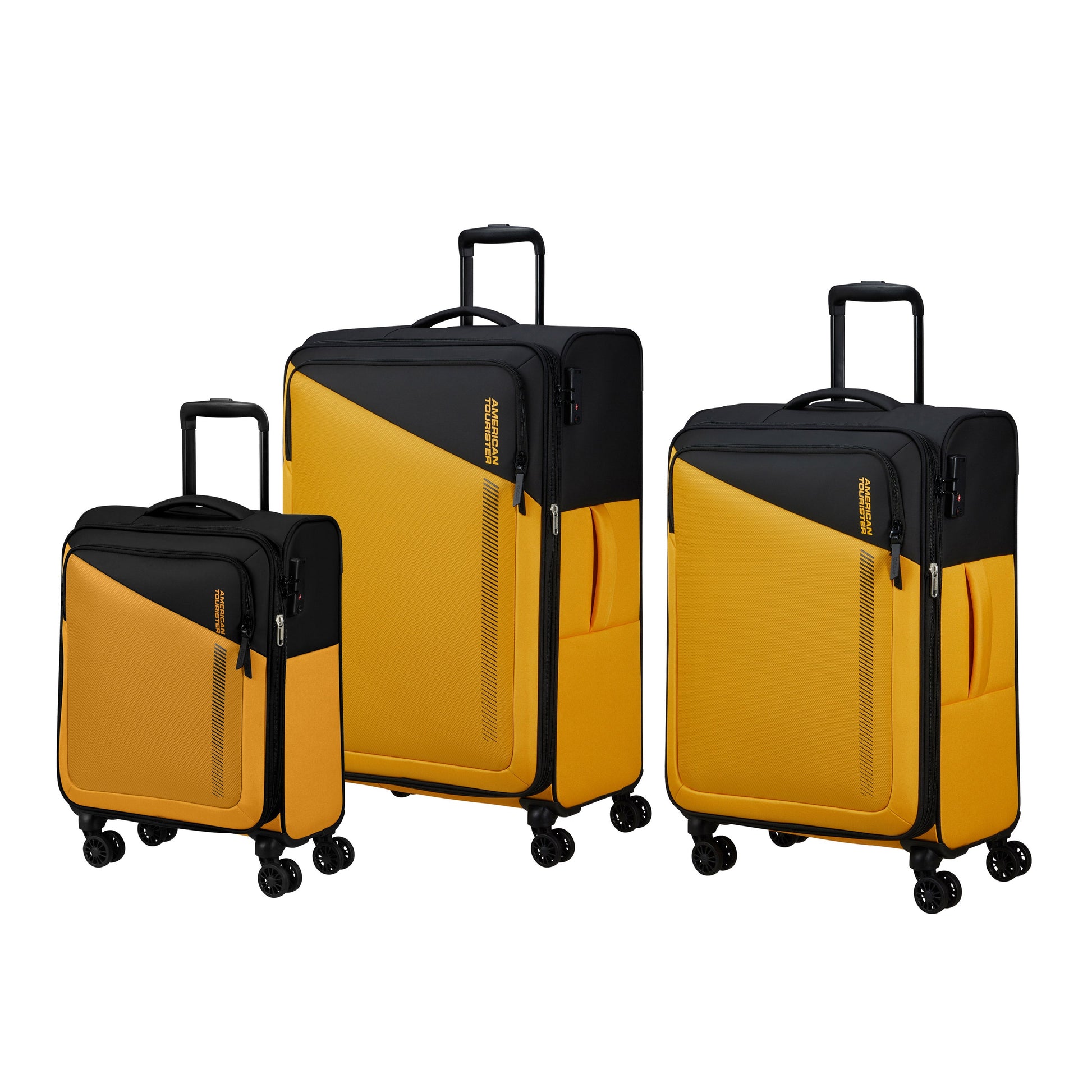American Tourister Luggage Black/Yellow American Tourister Daring Dash Spinner Expandable 3-Piece Luggage Set