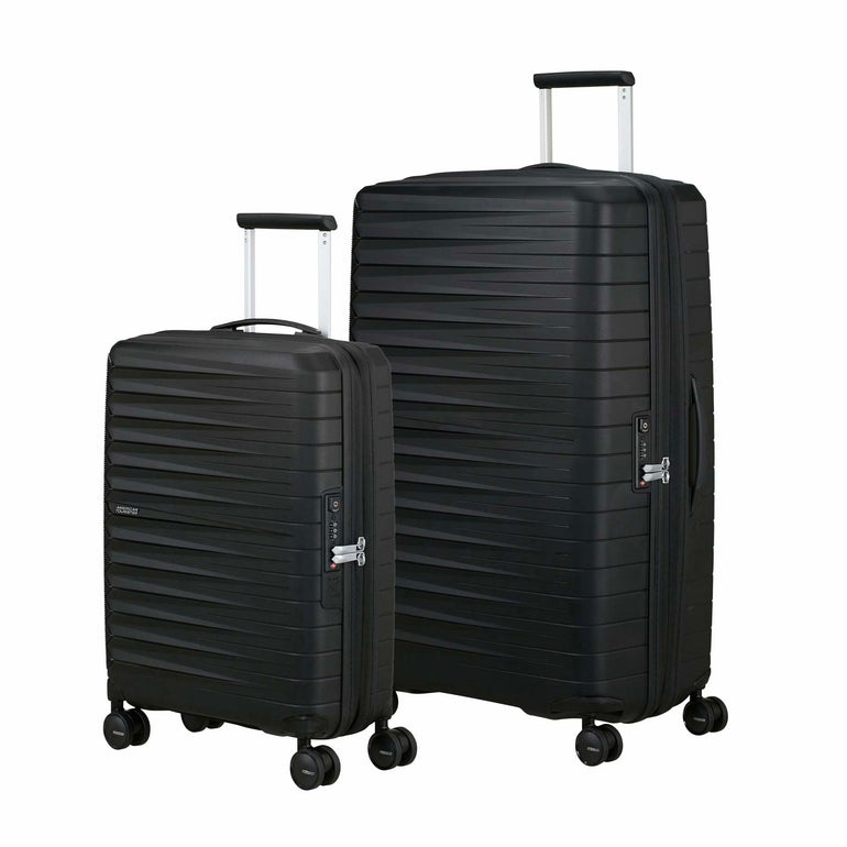 American Tourister Luggage Flash Black American Tourister Fastforward Expandable Spinner 2-Piece Nested Luggage Set (Carry-On & Large)