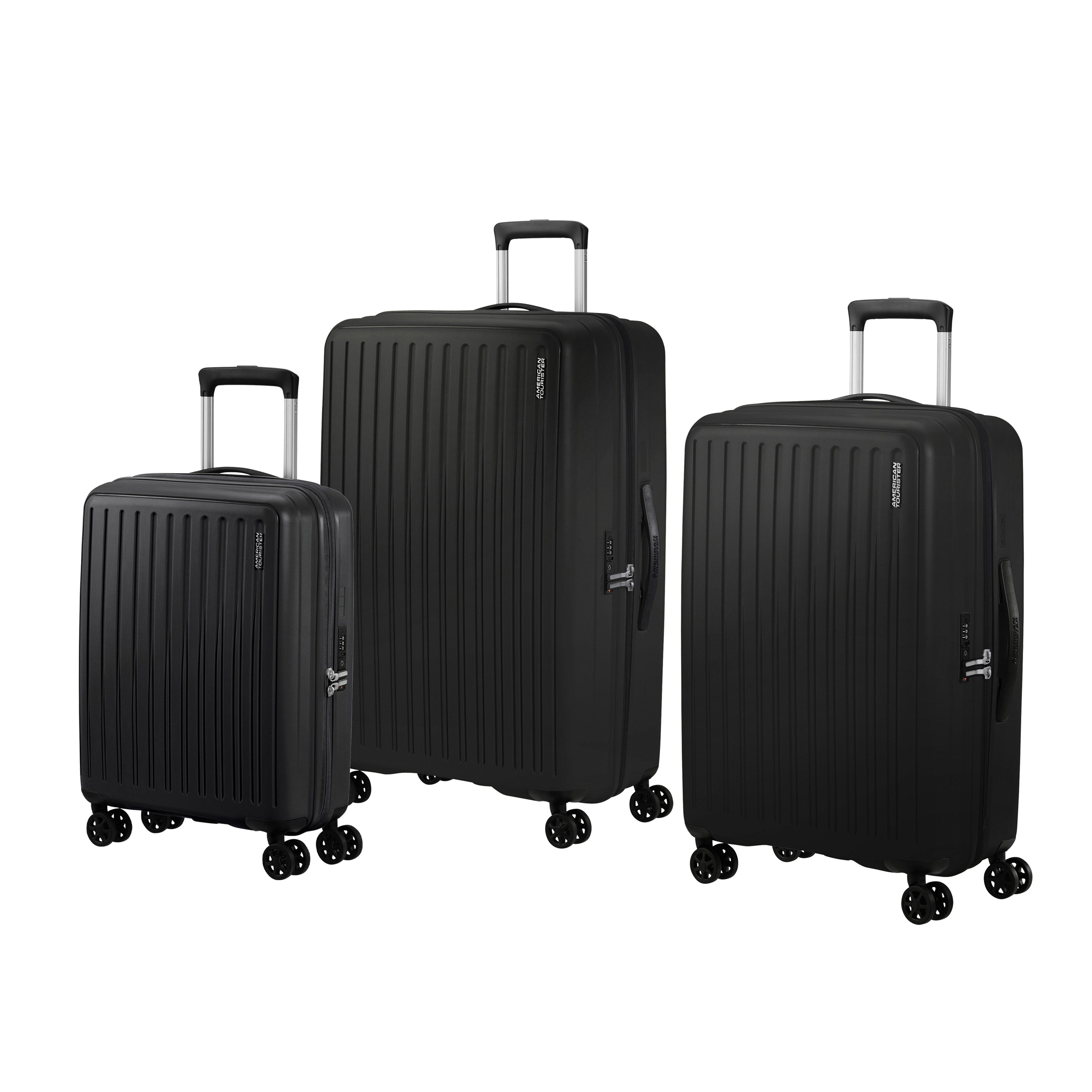 American Tourister Luggage True Black American Tourister Rejoy Spinner Expandable 3-Piece Luggage Set