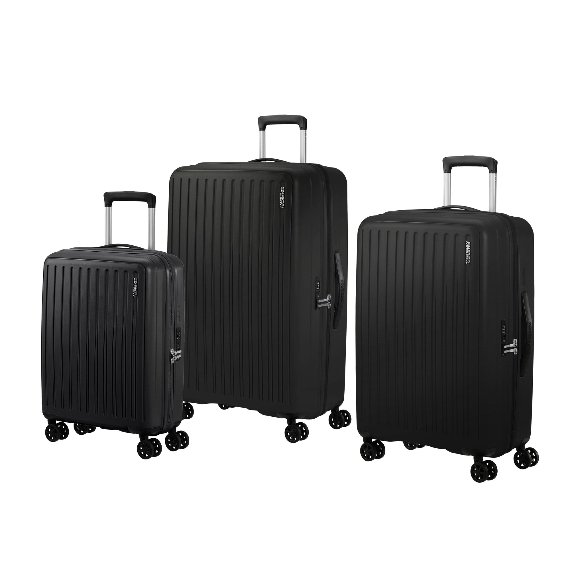 American Tourister Luggage True Black American Tourister Rejoy Spinner Expandable 3-Piece Luggage Set