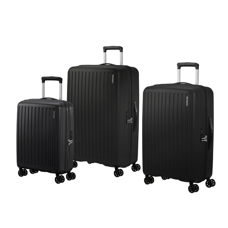 American Tourister Luggage True Black American Tourister Rejoy Spinner Expandable 3-Piece Luggage Set
