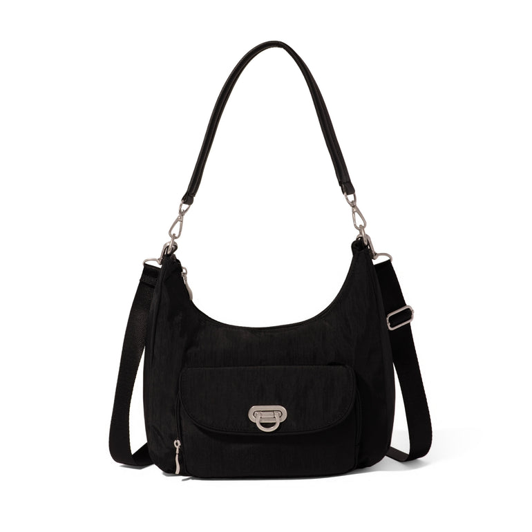 Baggallini Bags Black Baggallini Coastal Flip Lock Half Moon Bag