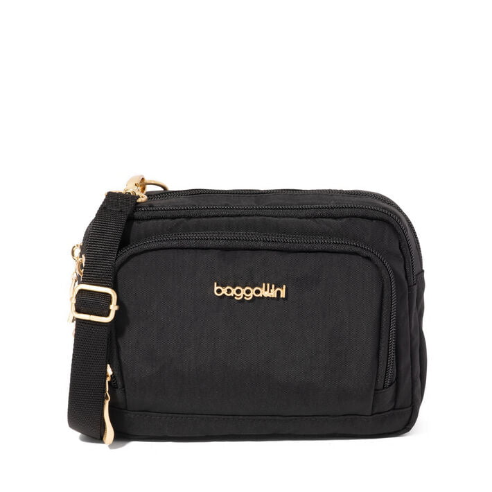 Baggallini Cross-Body Bag Black w/ Gold Hardware Baggallini Trifecta Wallet RFID Crossbody