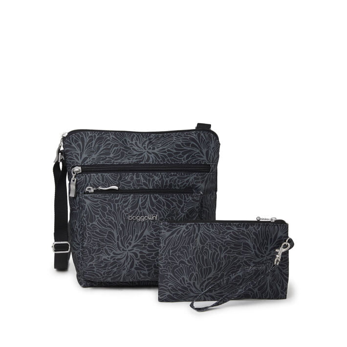 Baggallini Cross-Body Bag Midnight Blossom Baggallini Pocket Crossbody With RFID
