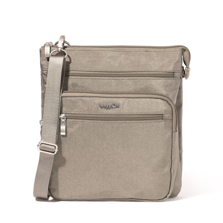 Baggallini Cross-Body Bag Sterling Shimmer Baggallini Out And About Crossbody