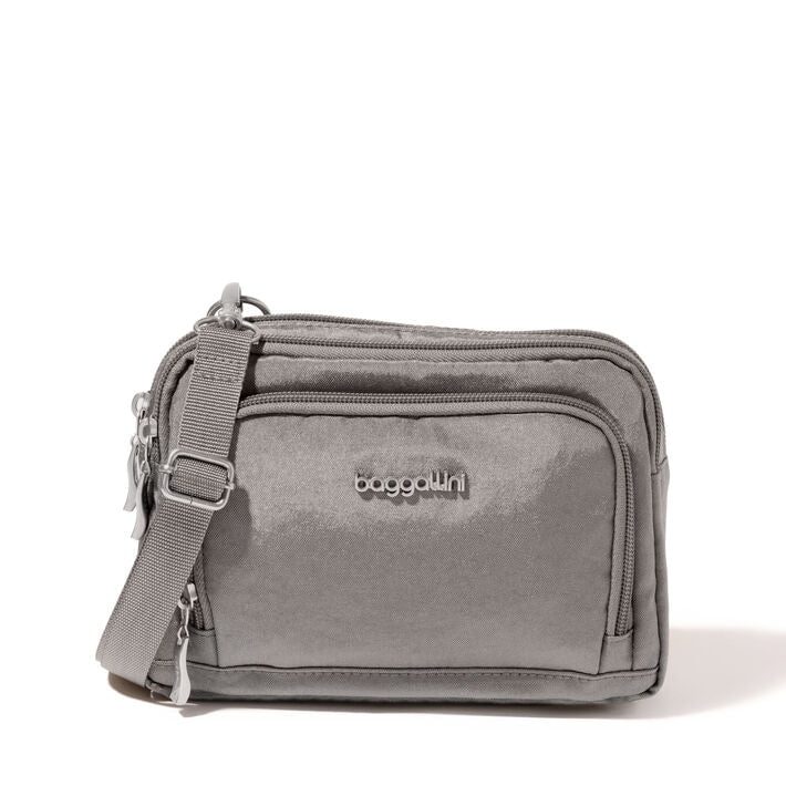 Baggallini Cross-Body Bag Sterling Shimmer Baggallini Trifecta Wallet RFID Crossbody