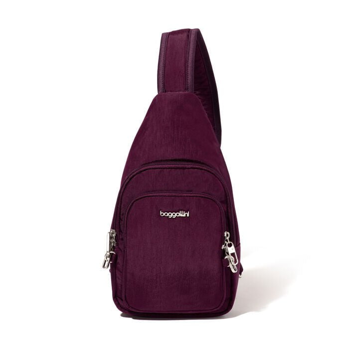 Baggallini Sling Bag Mulberry Baggallini Securtex Anti-Theft Daytripper Sling