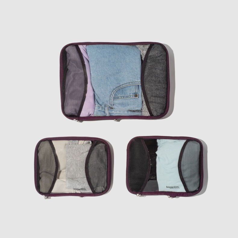 Baggallini Travel Accessories Mulberry Baggallini 2 Medium / 1 Large Compression Cubes
