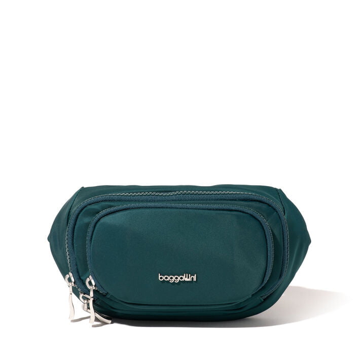 Baggallini Waist Pouches Emerald Twill Baggallini On The Go Belt Bag Waist Pack - Emerald Twill