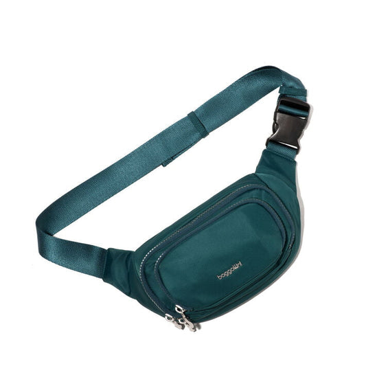 Baggallini Waist Pouches Emerald Twill Baggallini On The Go Belt Bag Waist Pack - Emerald Twill
