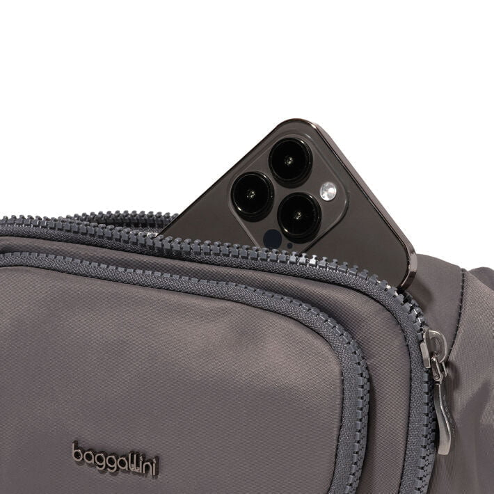 Baggallini Waist Pouches Smoke Twill Baggallini On The Go Belt Bag Waist Pack - Smoke Twill