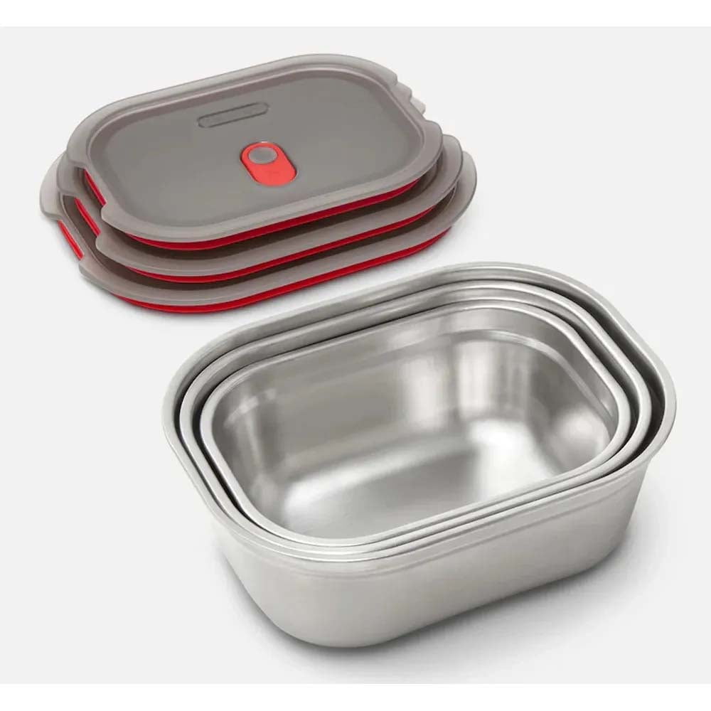 Black + Blum Travel Accessories Grey/Red Black + Blum Food Box Set 3-Piece - S/M/L