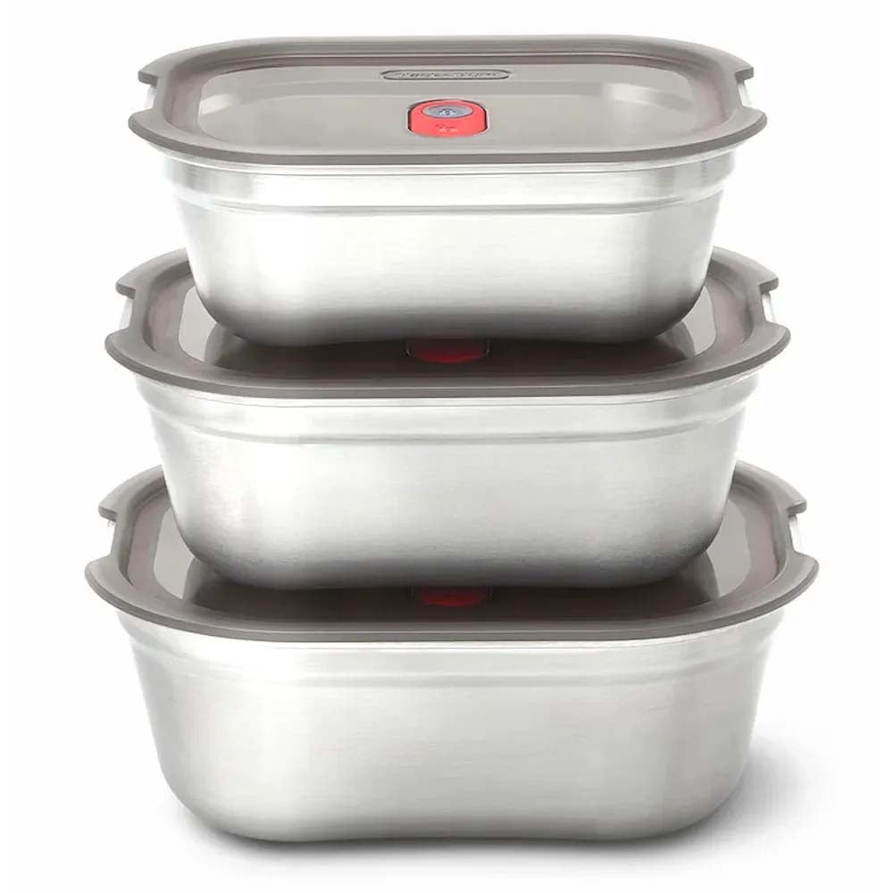 Black + Blum Travel Accessories Grey/Red Black + Blum Food Box Set 3-Piece - S/M/L