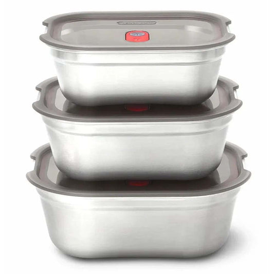 Black + Blum Travel Accessories Grey/Red Black + Blum Food Box Set 3-Piece - S/M/L