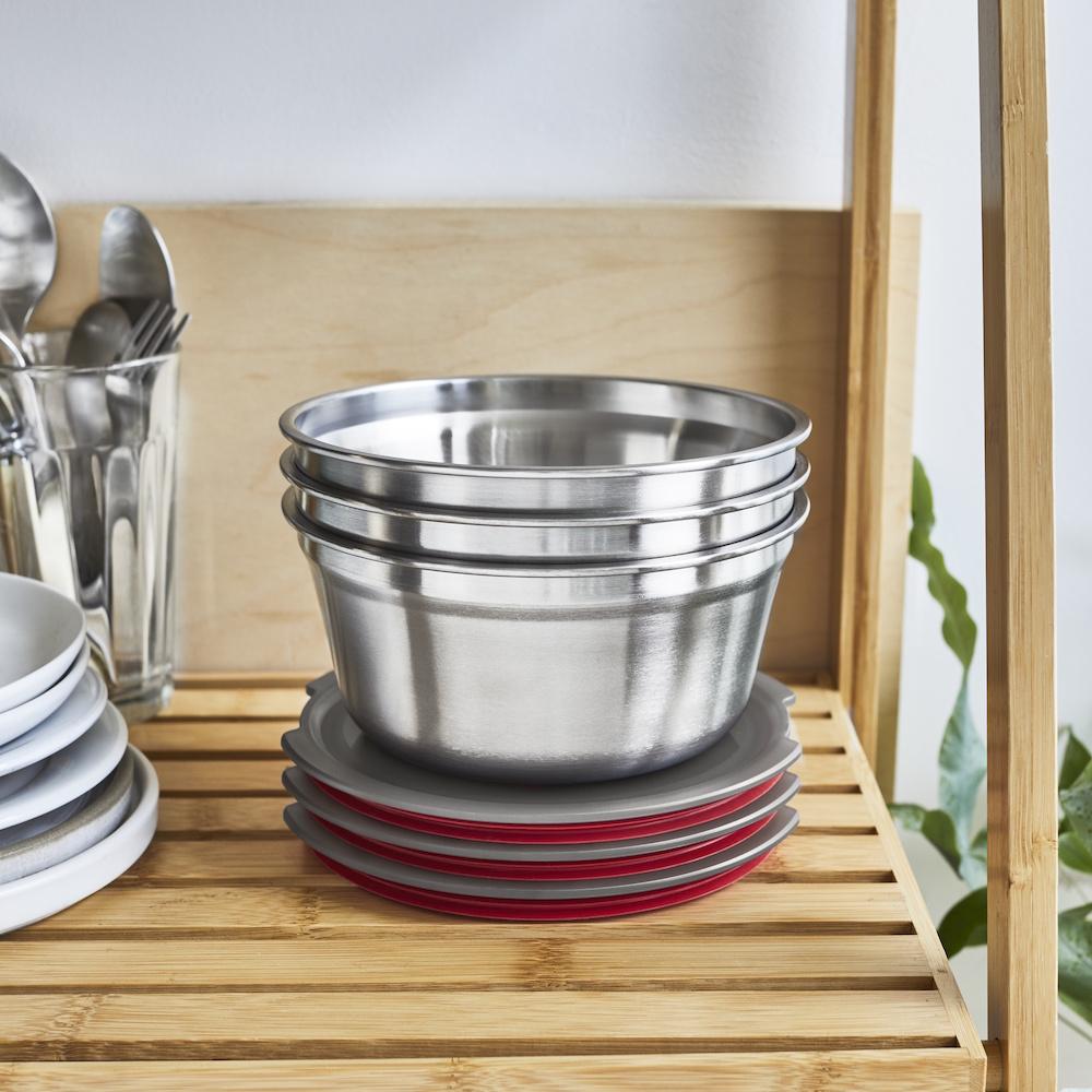 Black + Blum Travel Accessories Grey/Red Black + Blum Steel Food Bowl - Large