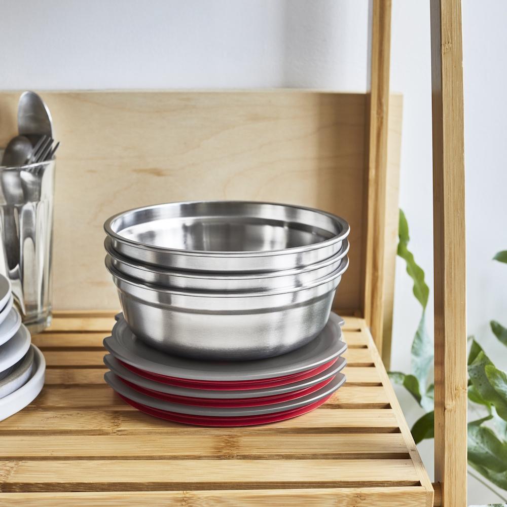 Black + Blum Travel Accessories Grey/Red Black + Blum Steel Food Bowl - Small