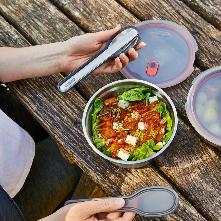 Black + Blum Travel Accessories Grey/Red Black + Blum Steel Food Bowl - Small