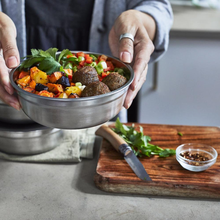 Black + Blum Travel Accessories Grey/Red Black + Blum Steel Food Bowl - Small