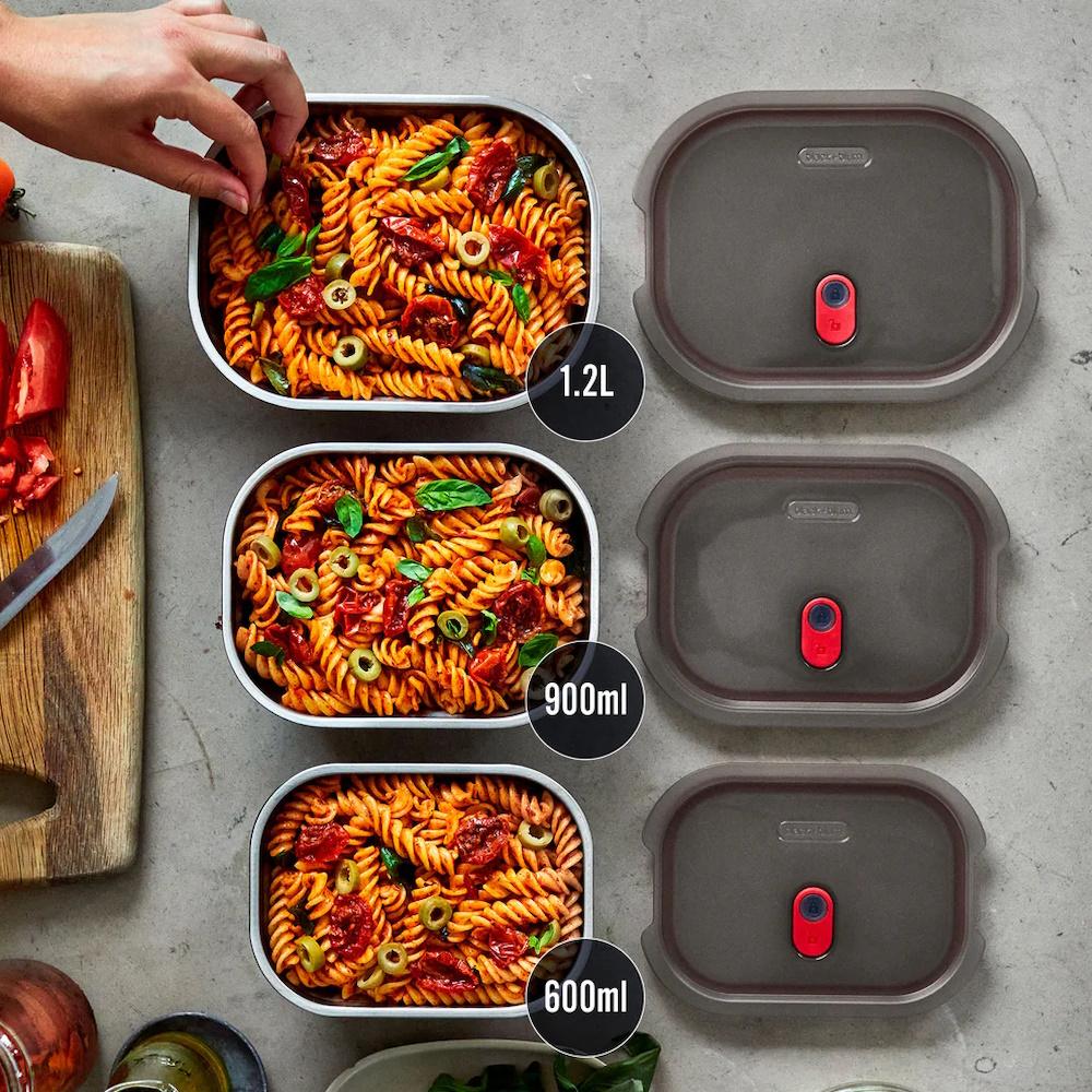 Black + Blum Travel Accessories Grey/Red Black + Blum Steel Food Box - Large