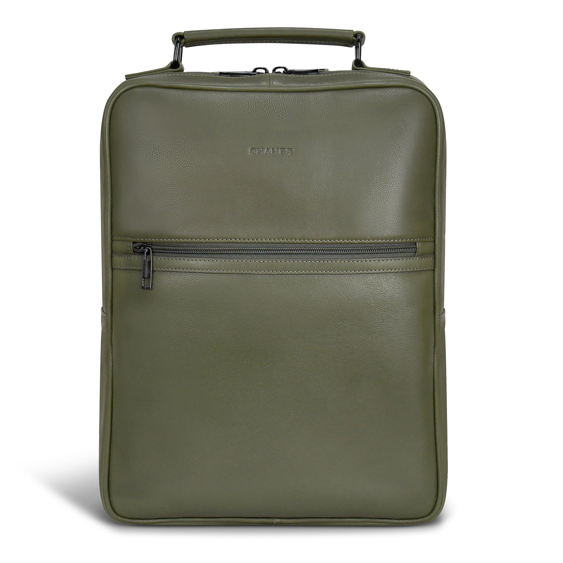 Champs Backpacks Khaki Champs Onyx Leather Compact Backpack