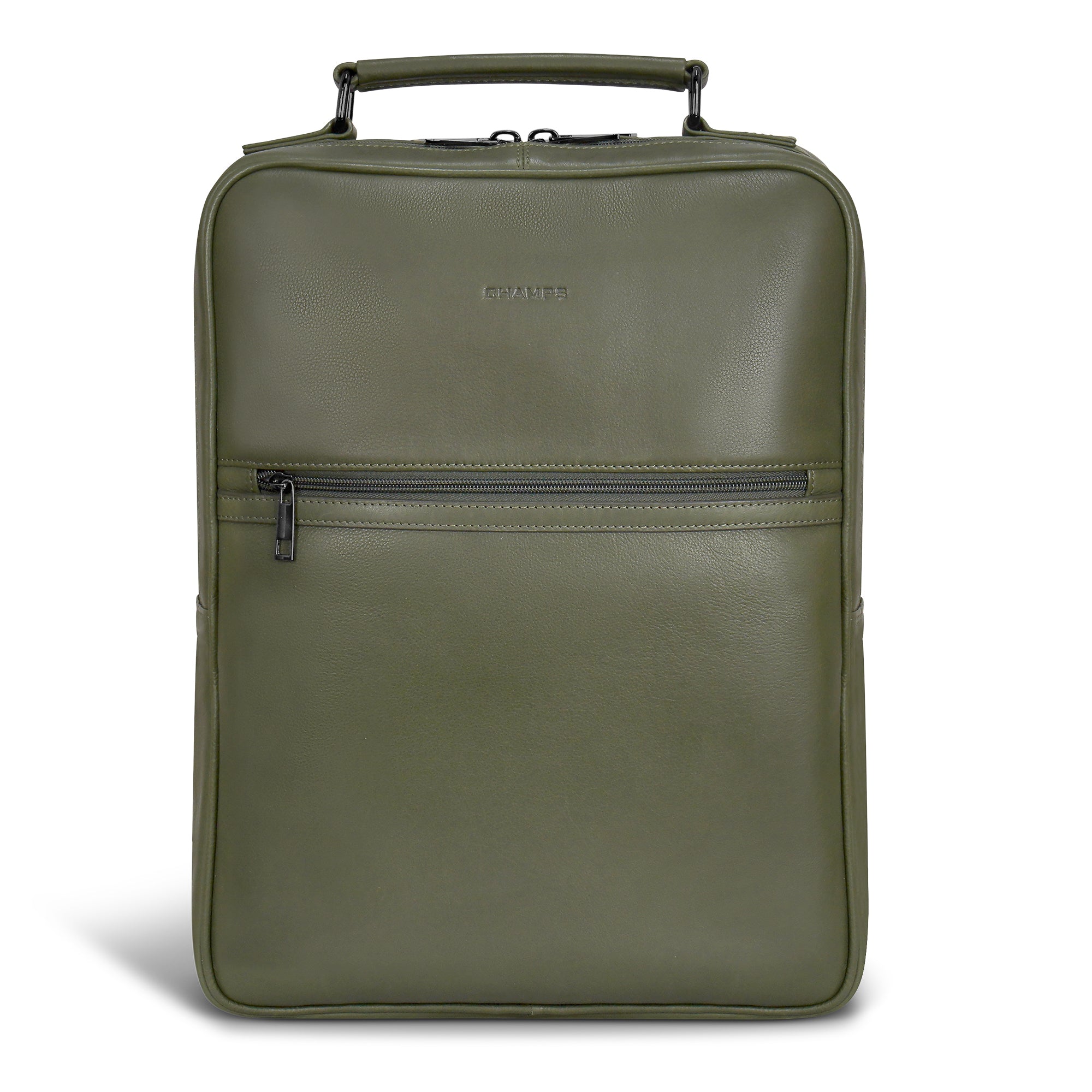 Champs Backpacks Khaki Champs Onyx Leather Compact Backpack
