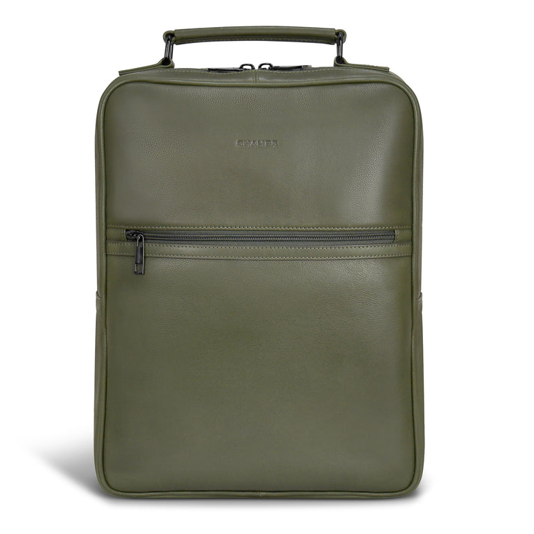 Champs Backpacks Khaki Champs Onyx Leather Compact Backpack