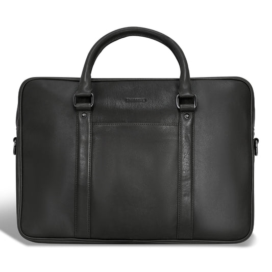 Champs Briefcases Black Champs Onyx Leather Slim Briefcase