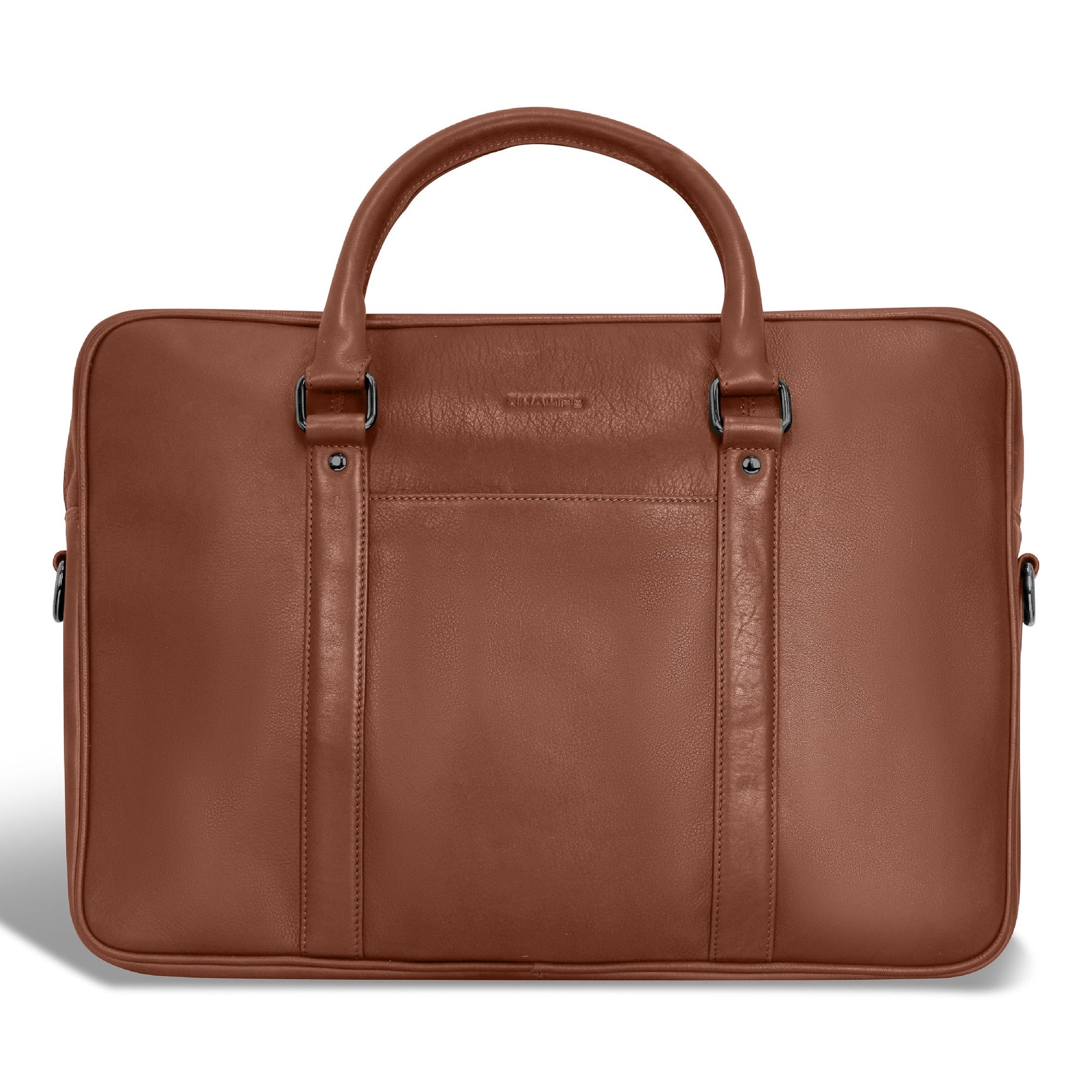 Champs Briefcases Brown Champs Onyx Leather Slim Briefcase