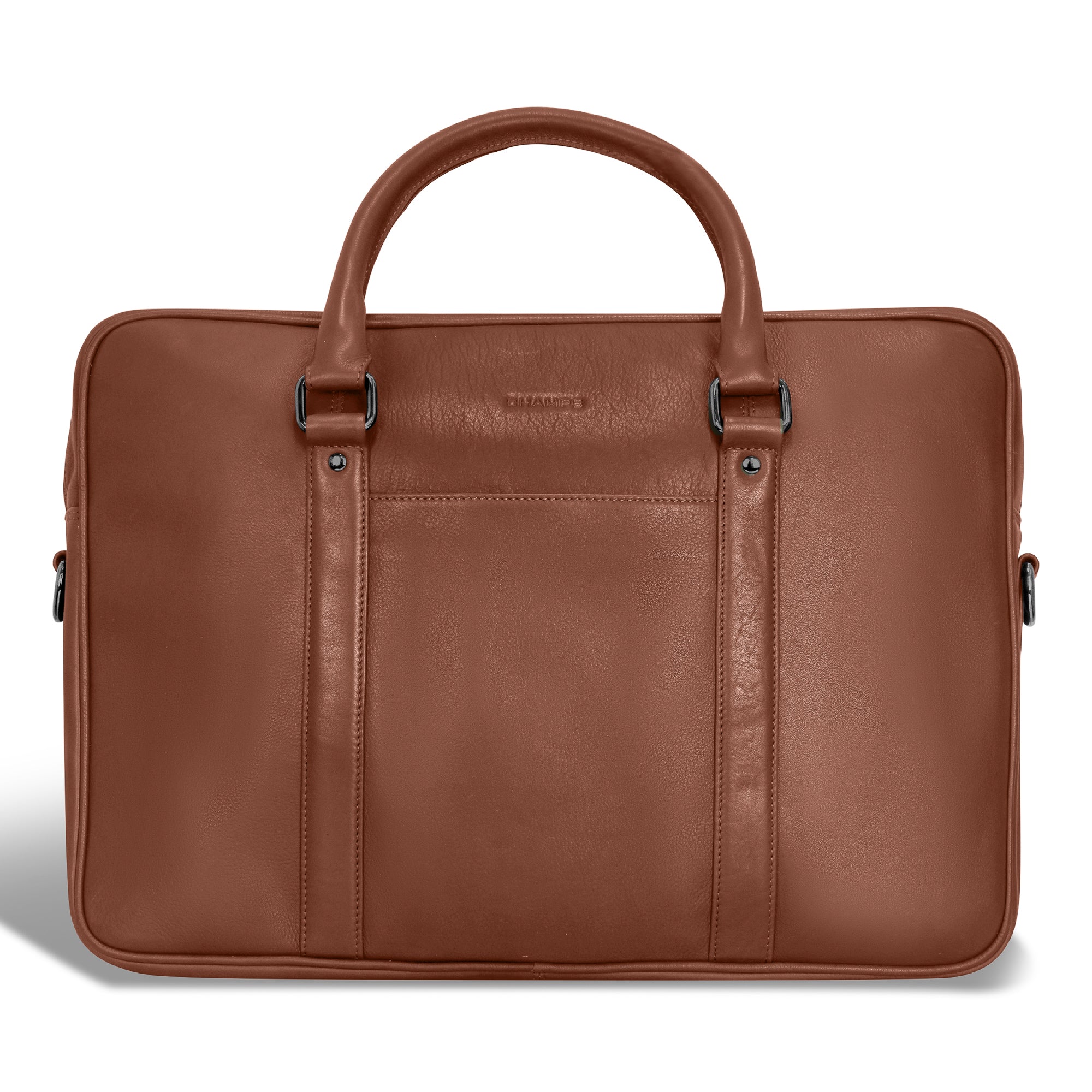 Champs Briefcases Brown Champs Onyx Leather Slim Briefcase
