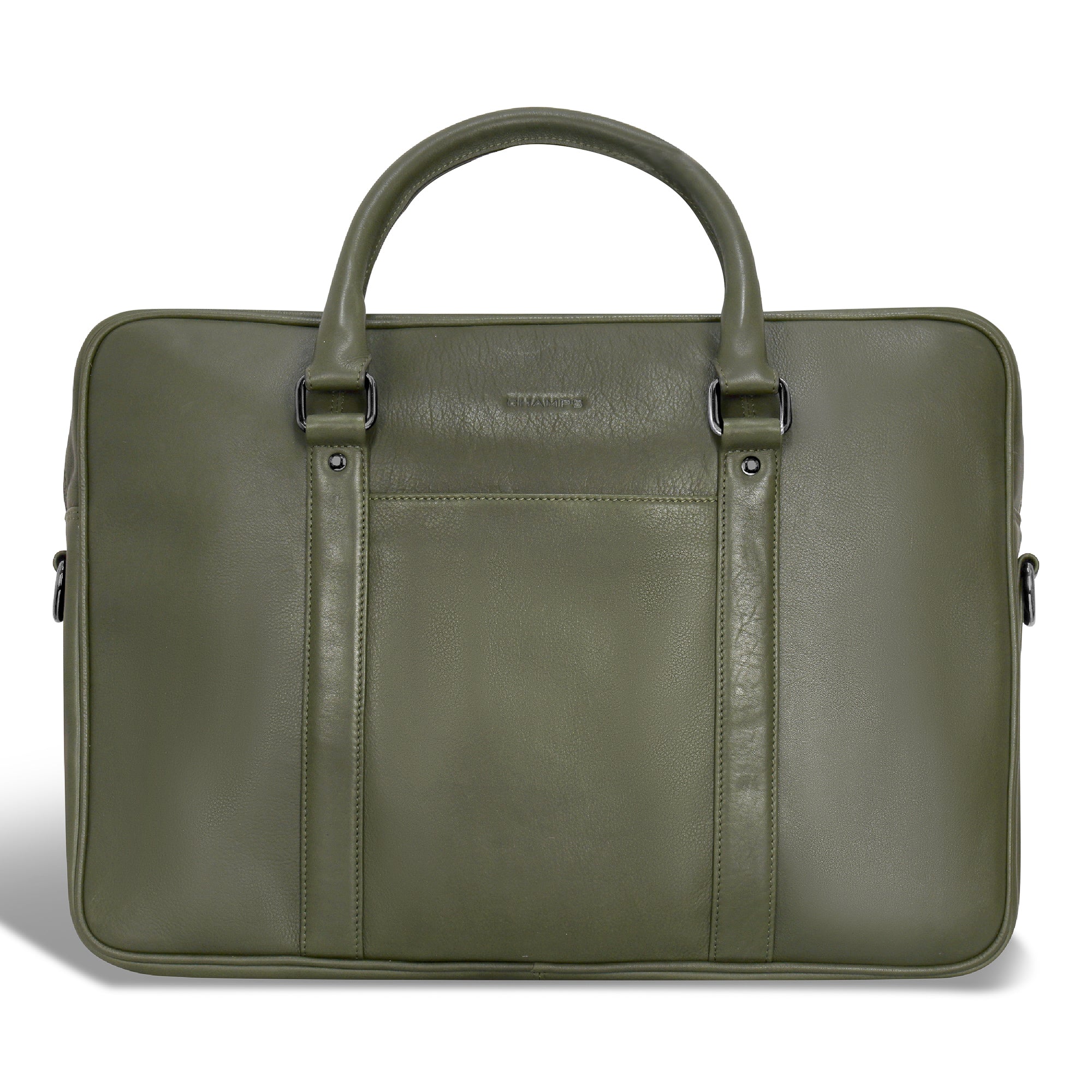 Champs Briefcases Khaki Champs Onyx Leather Slim Briefcase