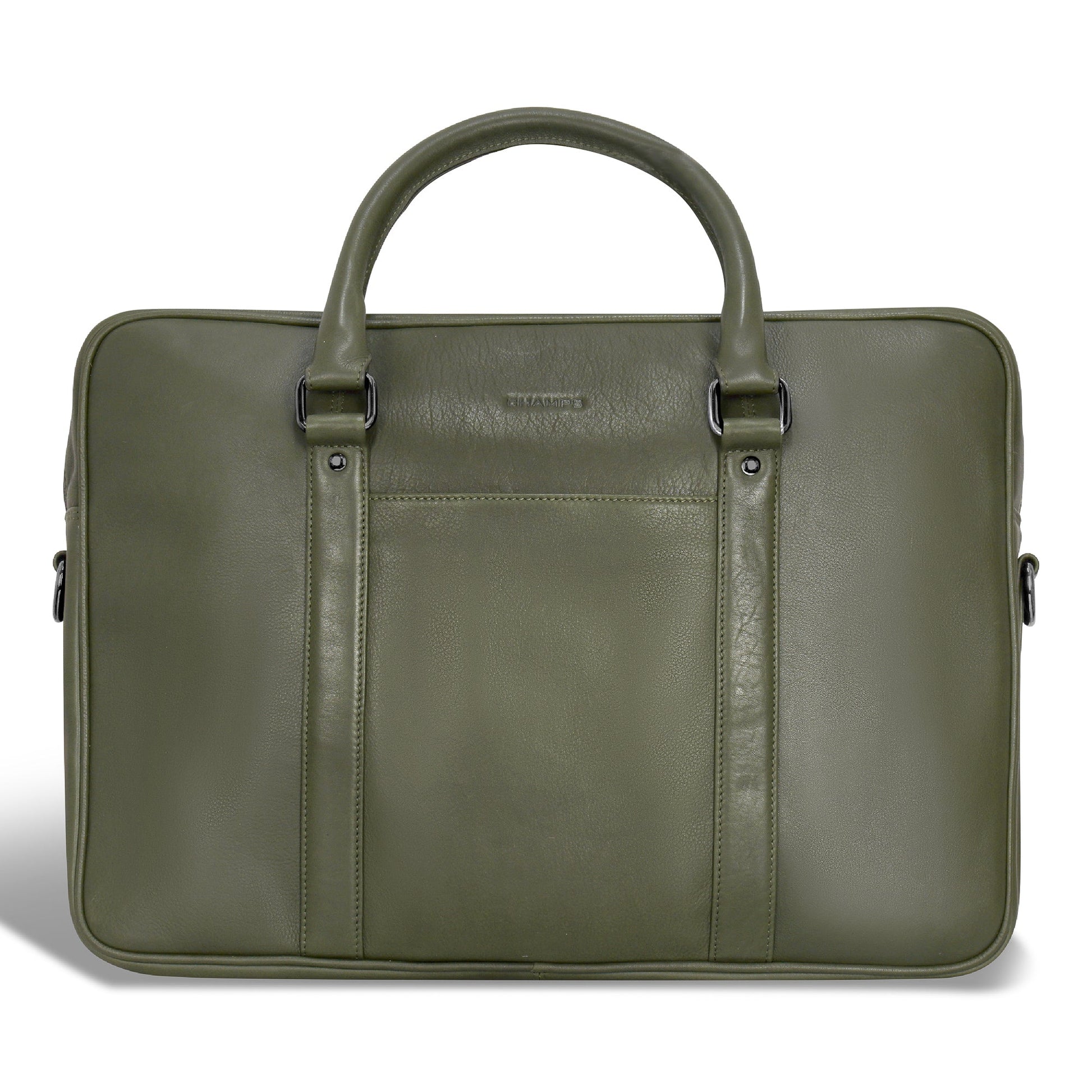 Champs Briefcases Khaki Champs Onyx Leather Slim Briefcase