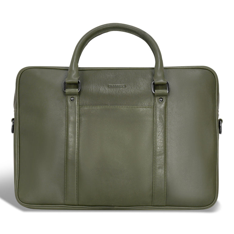 Champs Briefcases Khaki Champs Onyx Leather Slim Briefcase