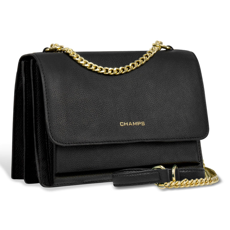 Champs Handbags Black Champs Gala Leather Clutch Shoulder Bag