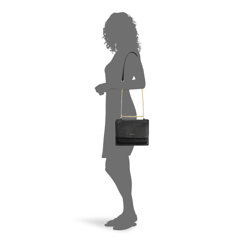 Champs Handbags Black Champs Gala Leather Clutch Shoulder Bag