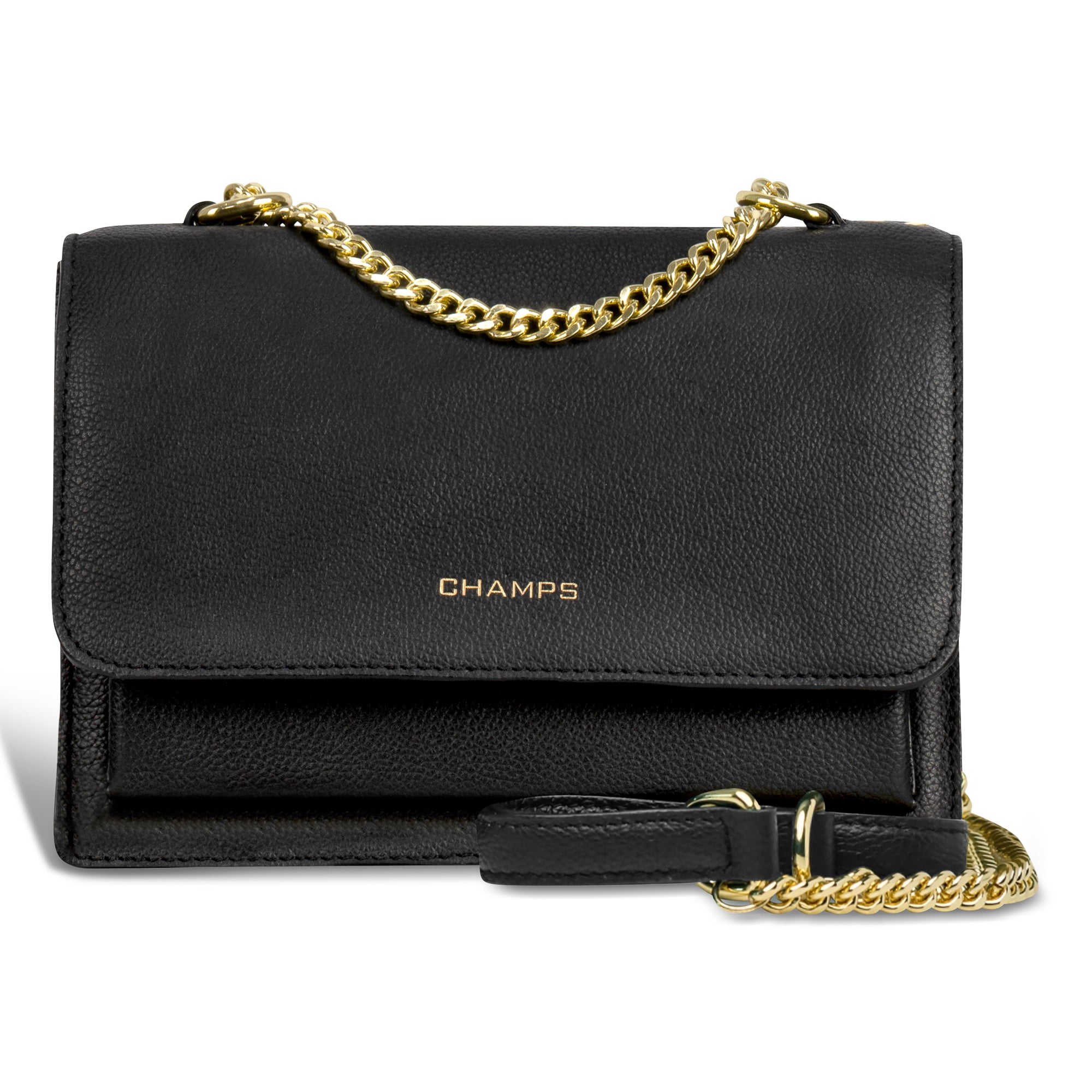 Champs Handbags Black Champs Gala Leather Clutch Shoulder Bag