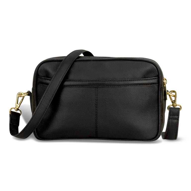 Champs Handbags Black Champs Gala Leather Double-Zip Shoulder Bag