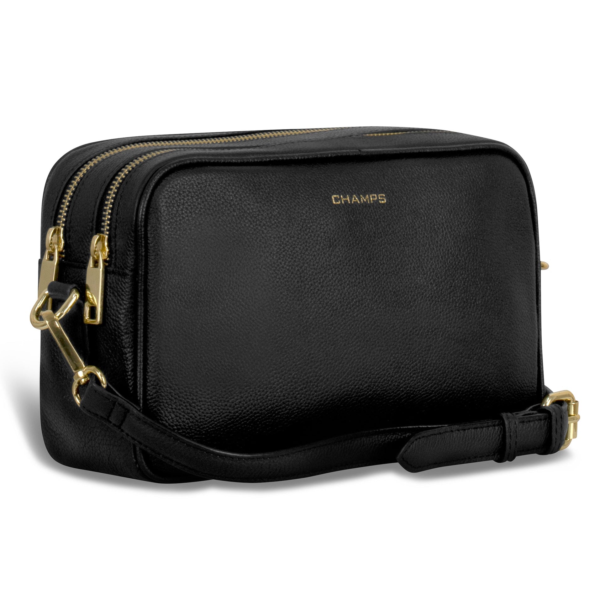 Champs Handbags Black Champs Gala Leather Double-Zip Shoulder Bag