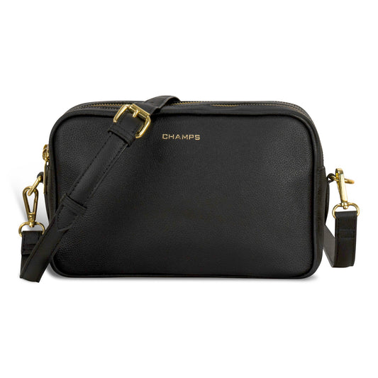 Champs Handbags Black Champs Gala Leather Double-Zip Shoulder Bag