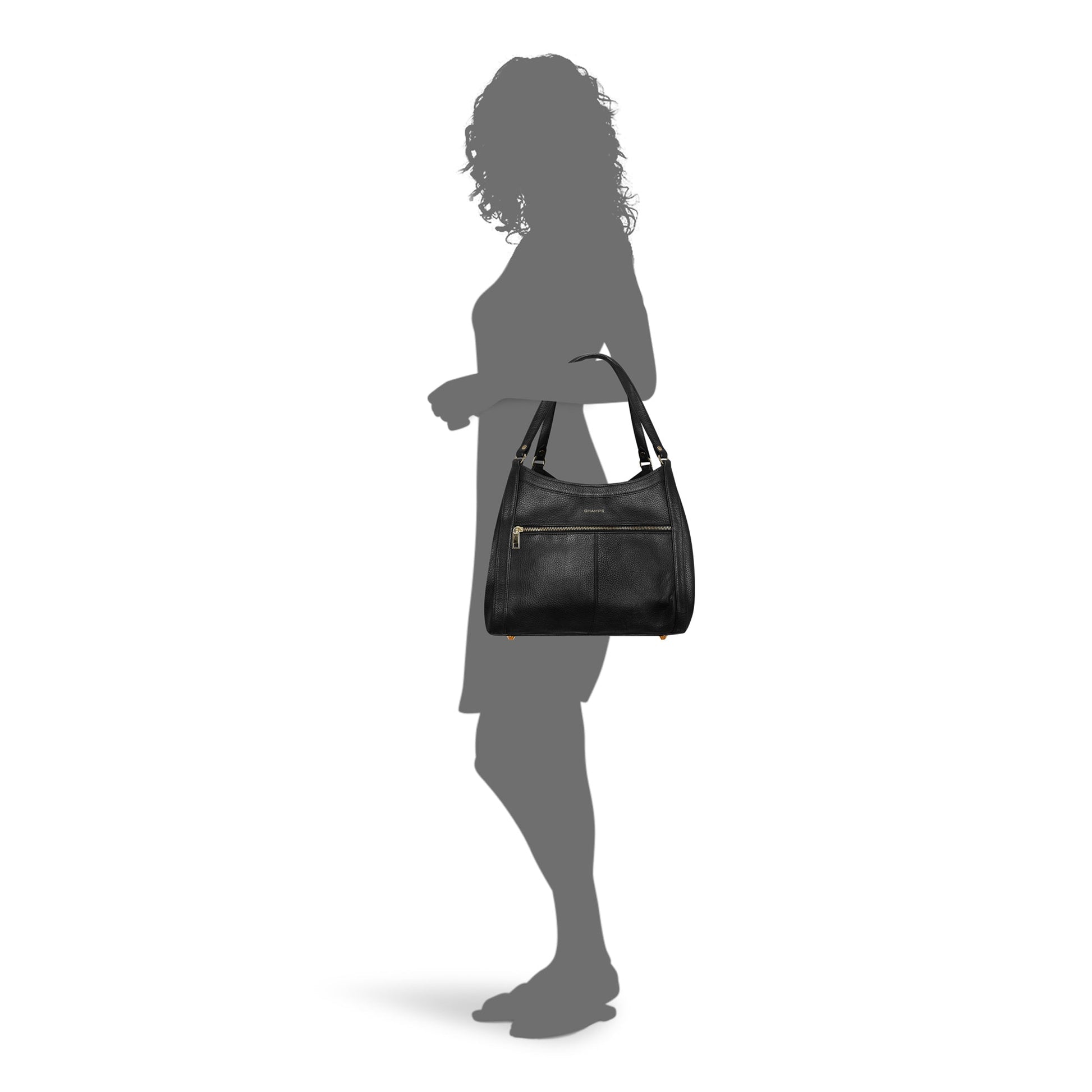 Champs Handbags Black Champs Gala Leather Hobo Bag